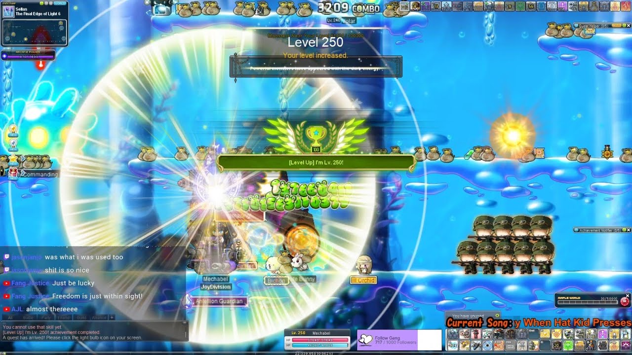 Getting to Lv250 in Maplestory for the first time