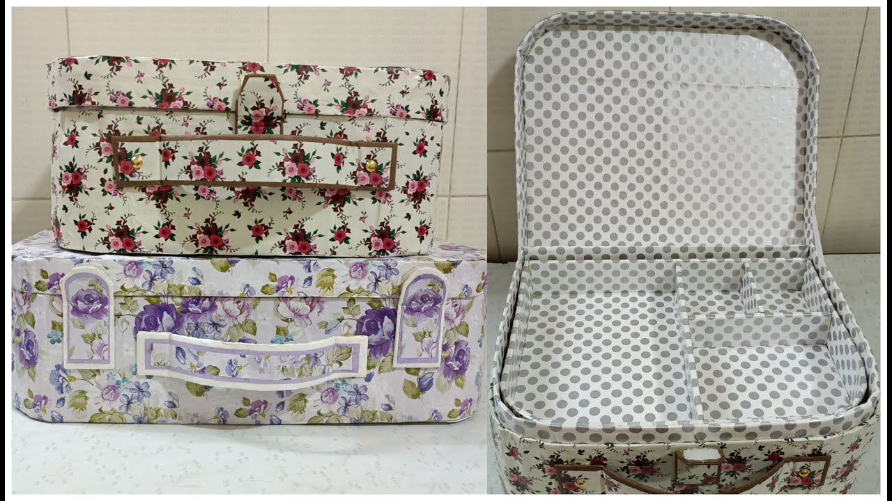 DIY Cardboard Suitcase| Best out of waste Cardboard ideas| Cardboard Suitcase organizer