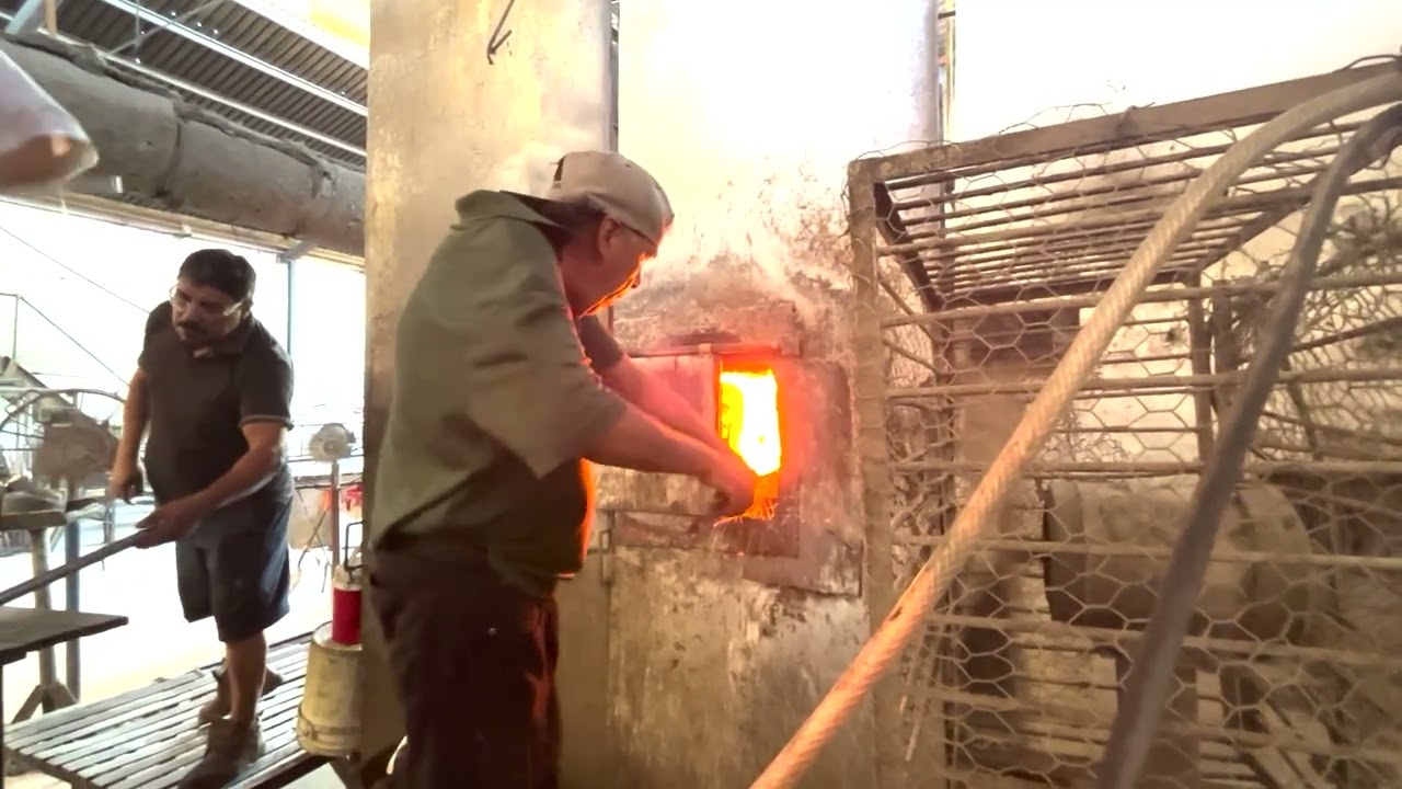 Hand blown glass production process