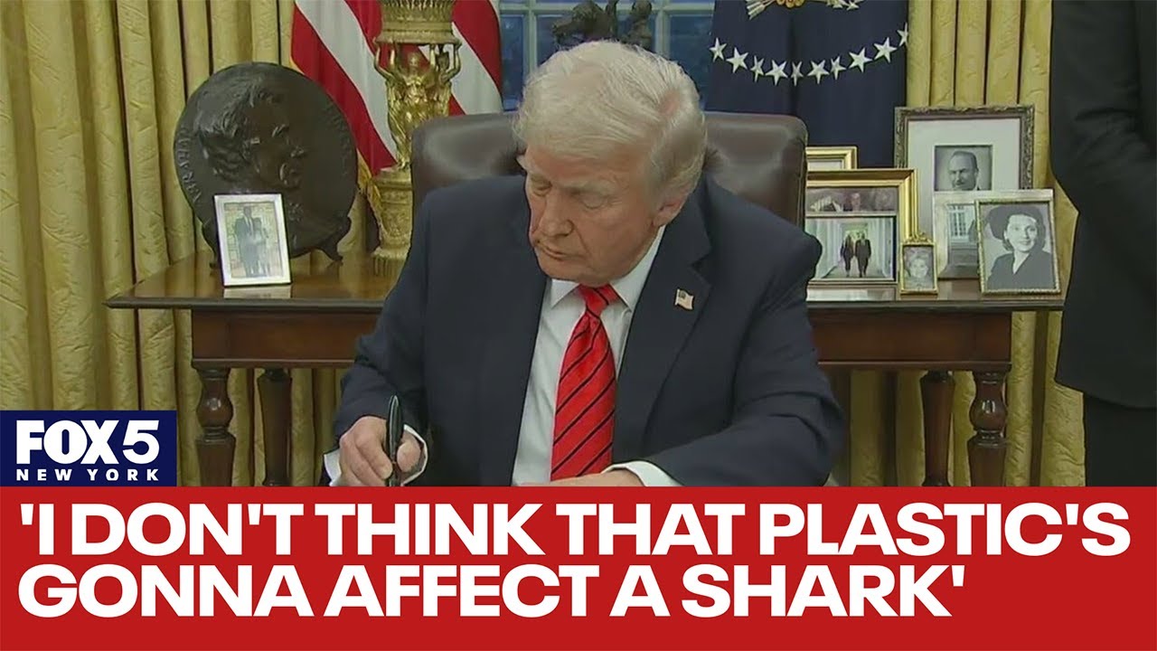 Trump signs paper straw order: &ldquo;I don&rsquo;t think that plastic&rsquo;s gonna affect a shark'