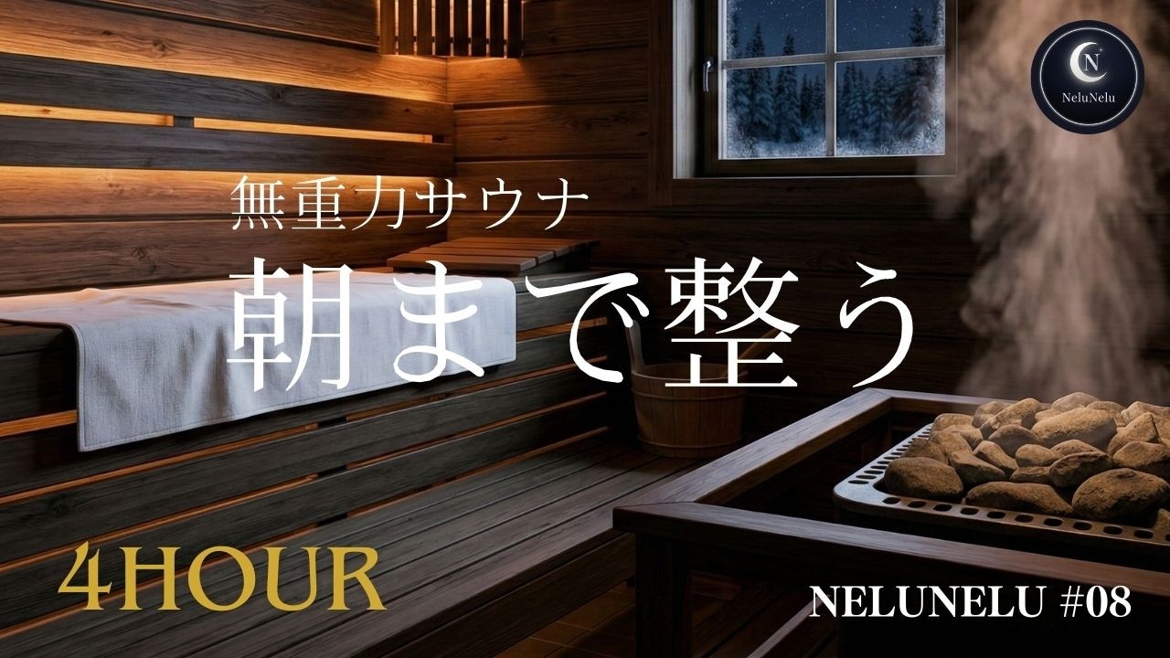 【睡眠用BGM】朝まで、無重力サウナ。白銀の静寂と立ち昇る蒸気｜睡眠用BGM・432Hz｜NeluNelu #08