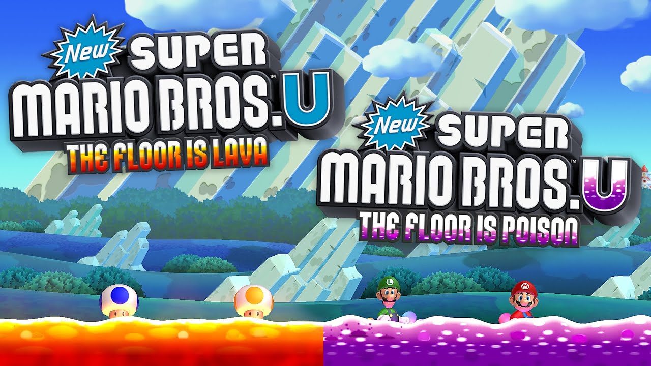 New Super Mario Bros. U But The Floor Is Lava + The  Floor Is Poison - Walkthrough (World 1)