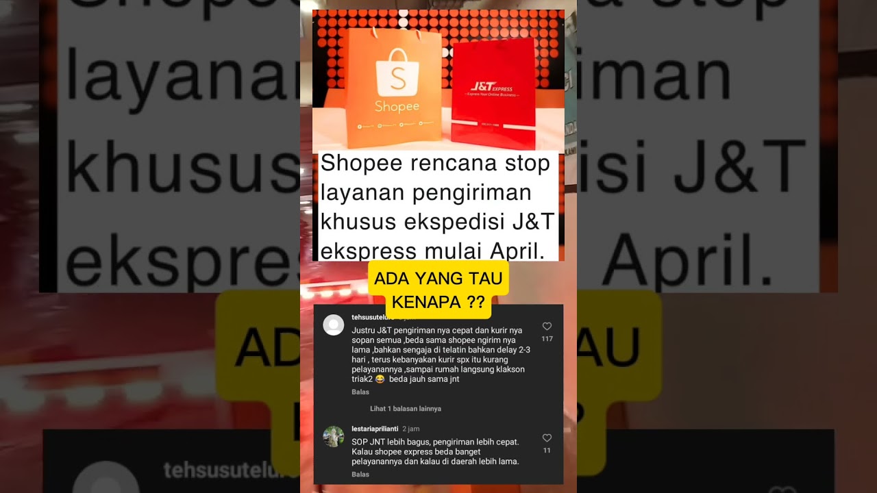 BIKIN KAGET‼️ SHOPEE stop layanan pengiriman ekspedisi J&T, KENAPA?