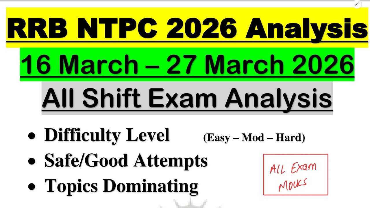 RRB NTPC 2026 All Shifts Analysis | Difficulty Level | Safe Attempts