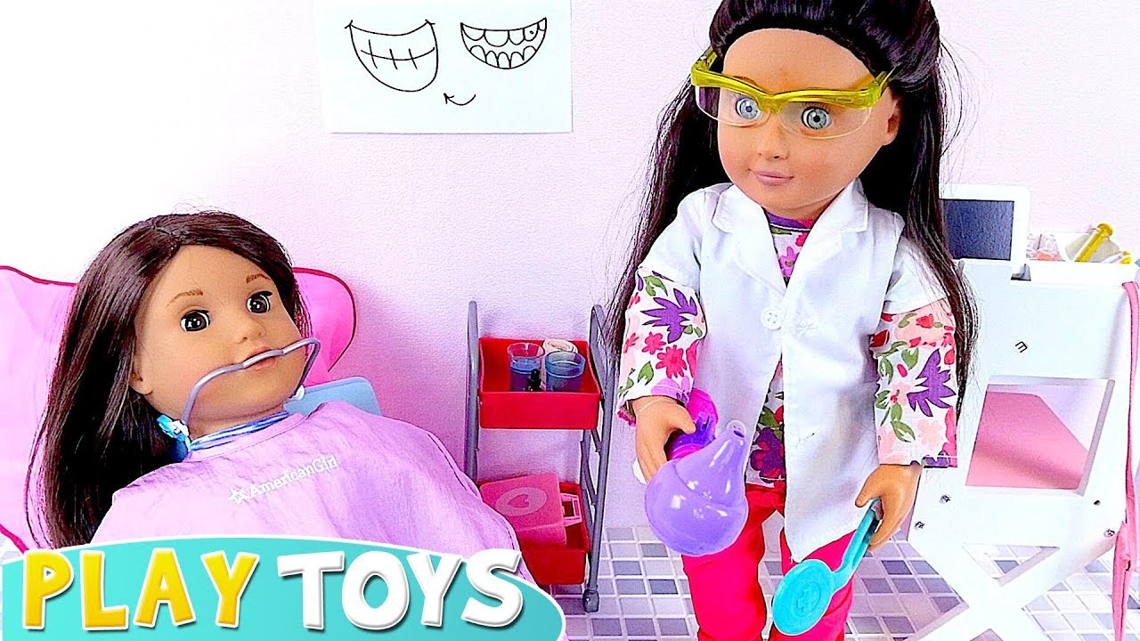 Baby doll goes to the dentist and gets braces!  Play Toys
