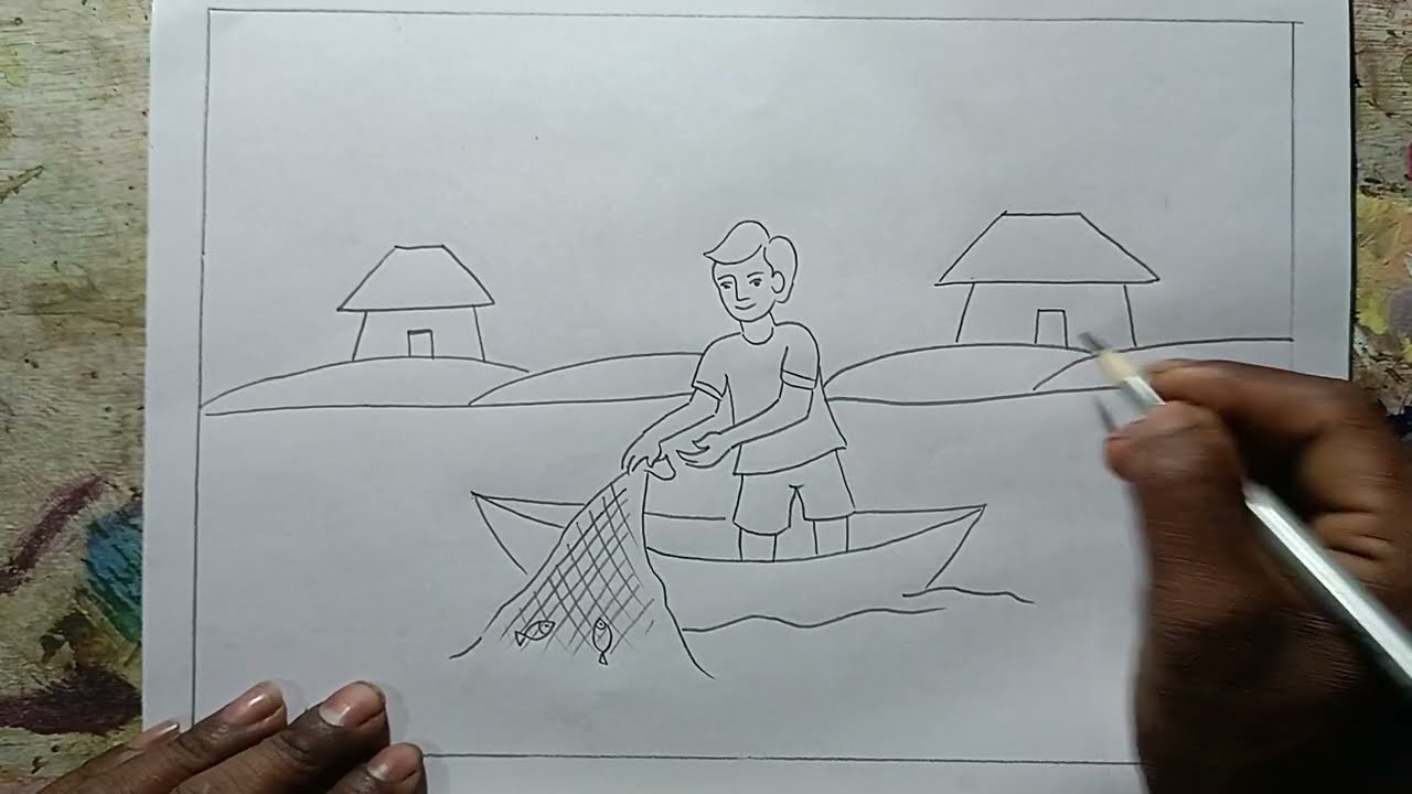 How to draw a village scenery drawing|| Scenery drawing easy step by step #Howtodraw  #Art #Drawing 