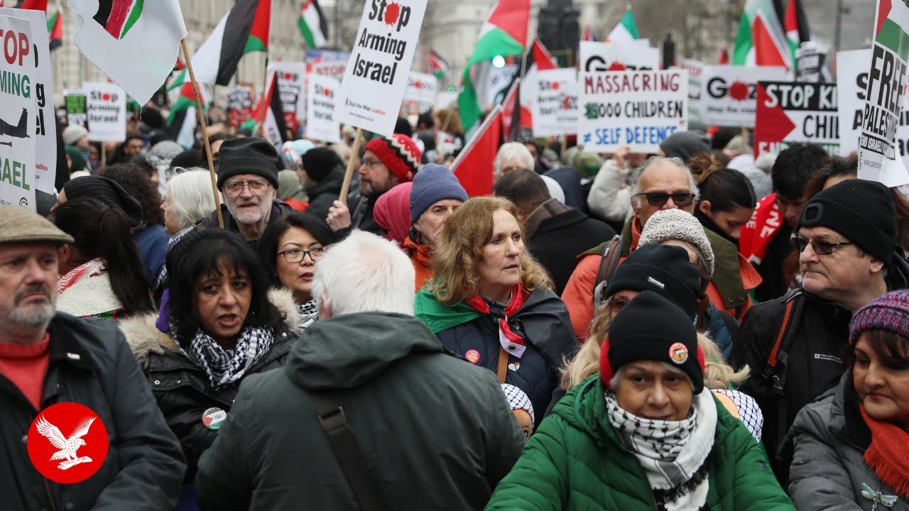 Pro-palestine supporters march through London
