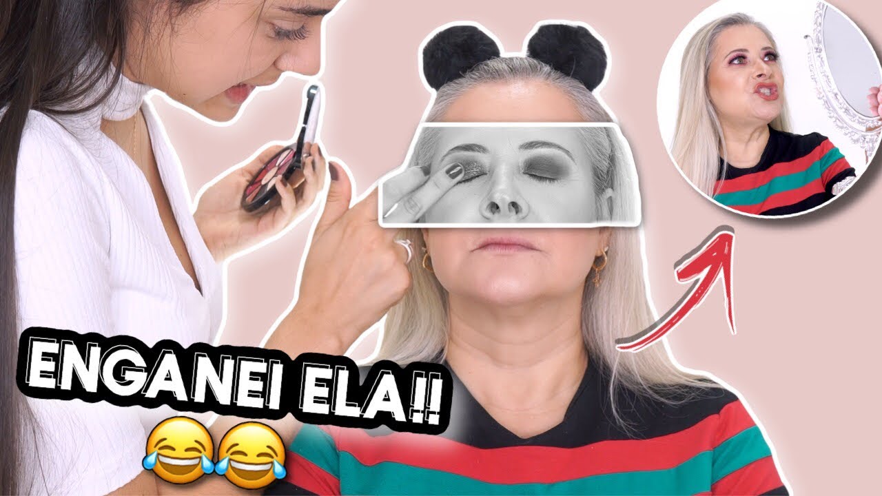 MAQUIEI minha MÃE com *BARATINHOS* sem ela VER! 👭💕 | Ju Leme