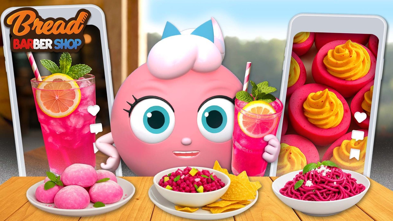 BreadBarbershop | Tried PINK TikTok Recipes! | english /animation/dessert