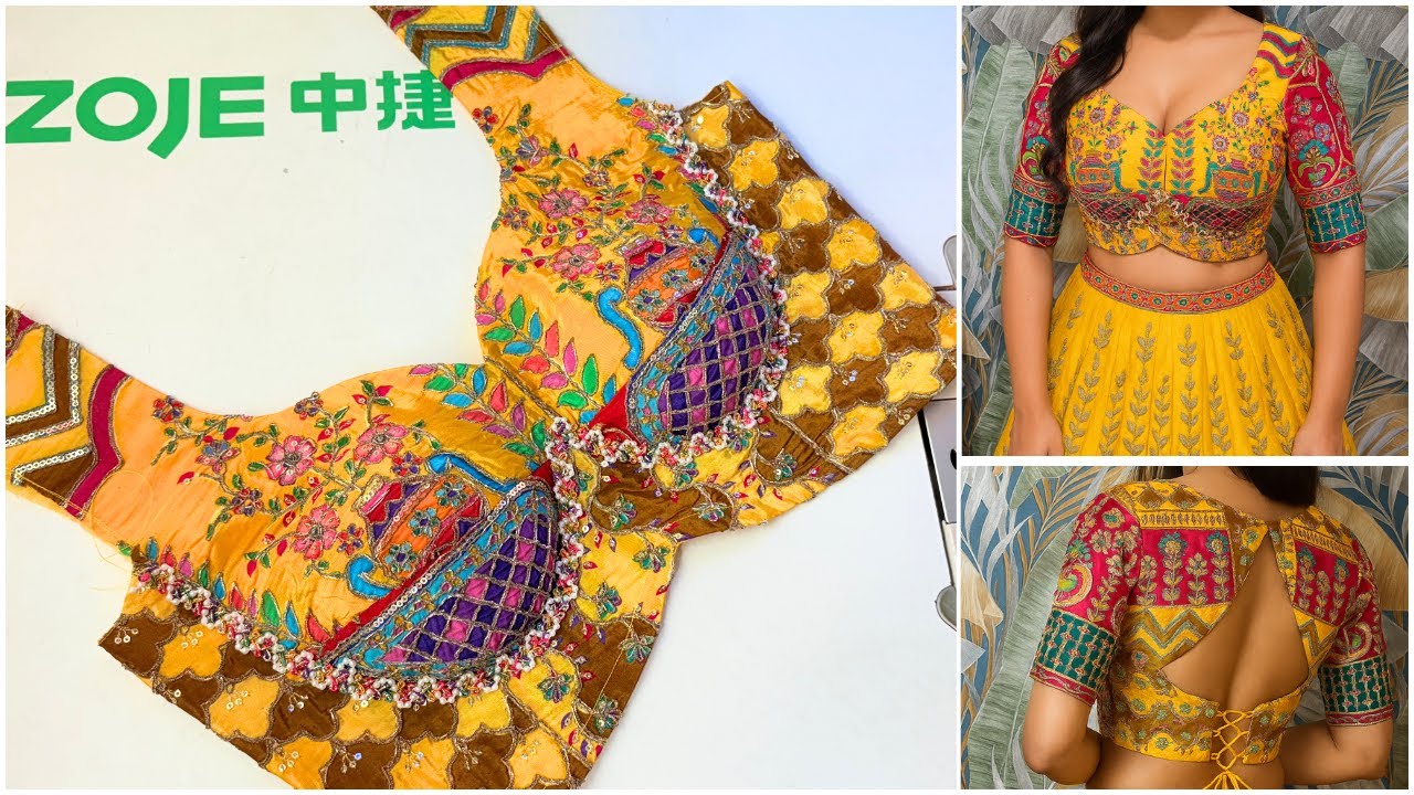 Heavy Work Blouse Cutting and Stitching | heavy Work Blouse Designs | Work Blouse Cutting