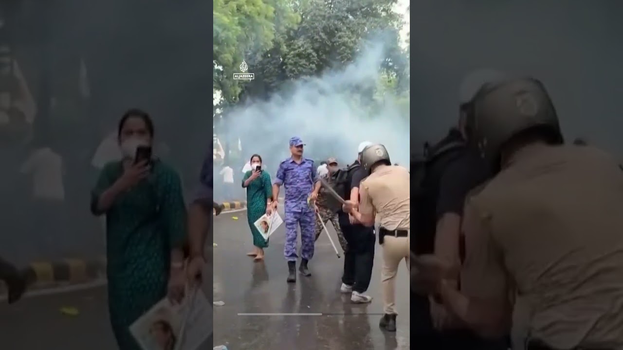 Police detain Rahul Gandhi at protest outside PM Modi&rsquo;s home | AJ #shorts