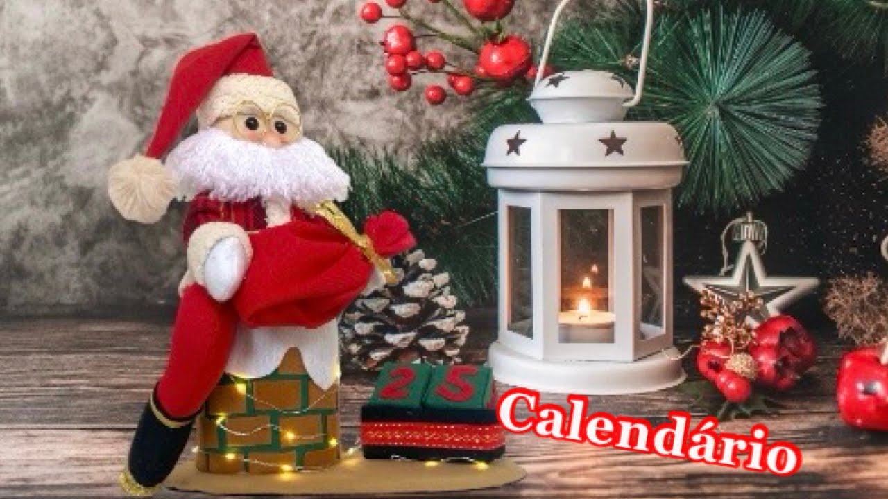 Papai Noel na chaminé com calendário