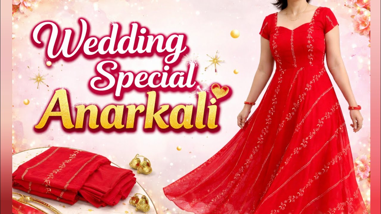 Wedding Special Anarkali Suit Cutting & Stitching | Full Flare Anarkali Easy Method...