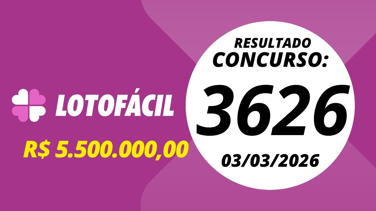 Lotofacil Resultado concurso 3626 03/03/2026