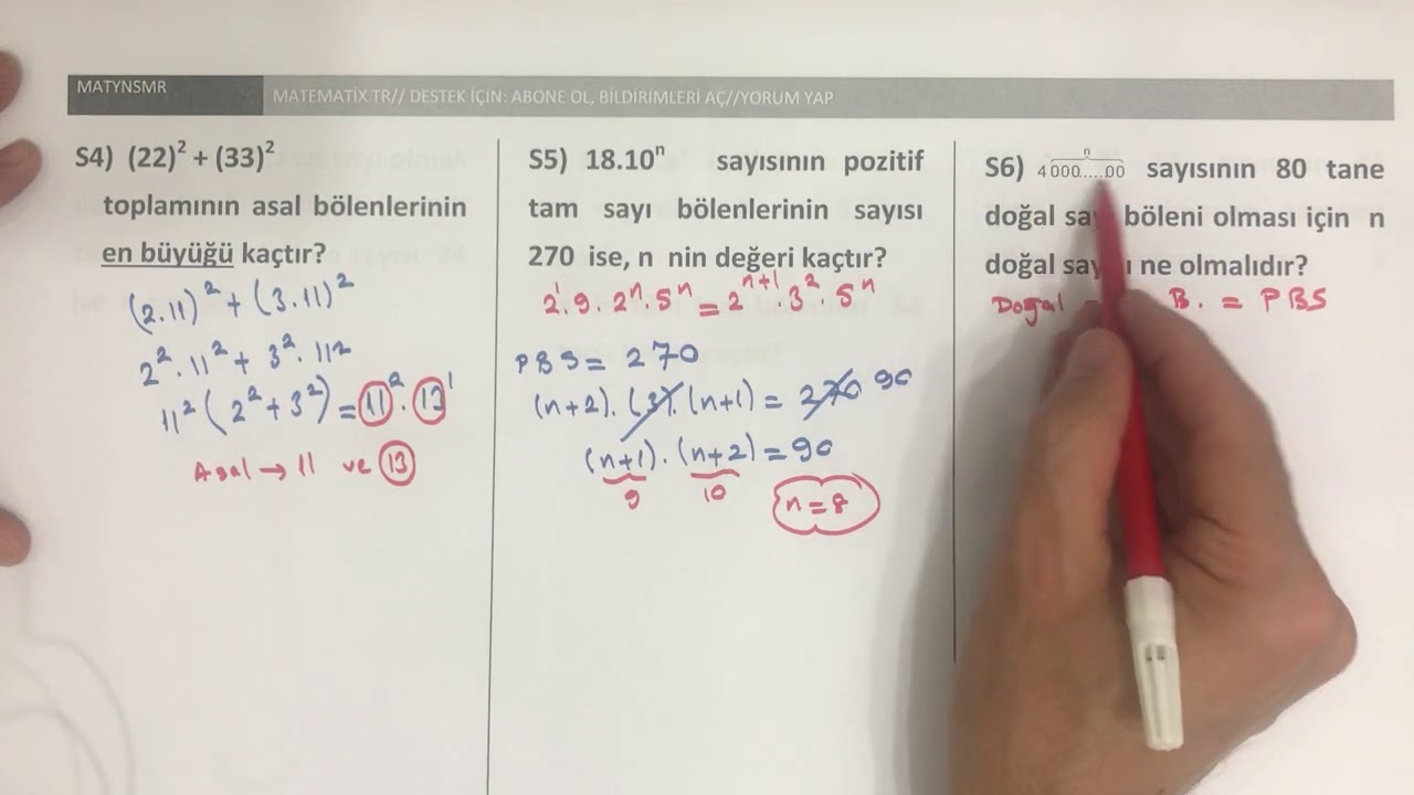 BÖLEN SAYISI ve ASAL ÇARPANLAR - 2 (Soru çözümü)