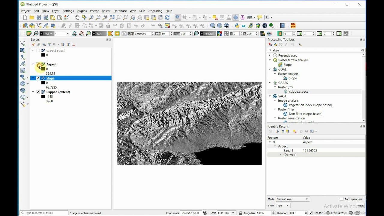 Module 8 Part 2: Slope and Aspect Rasters in QGIS 3.4