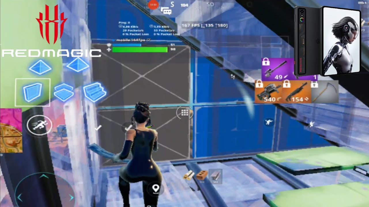 Gameplay 165 fps Fortnite mobile on red magic astra 