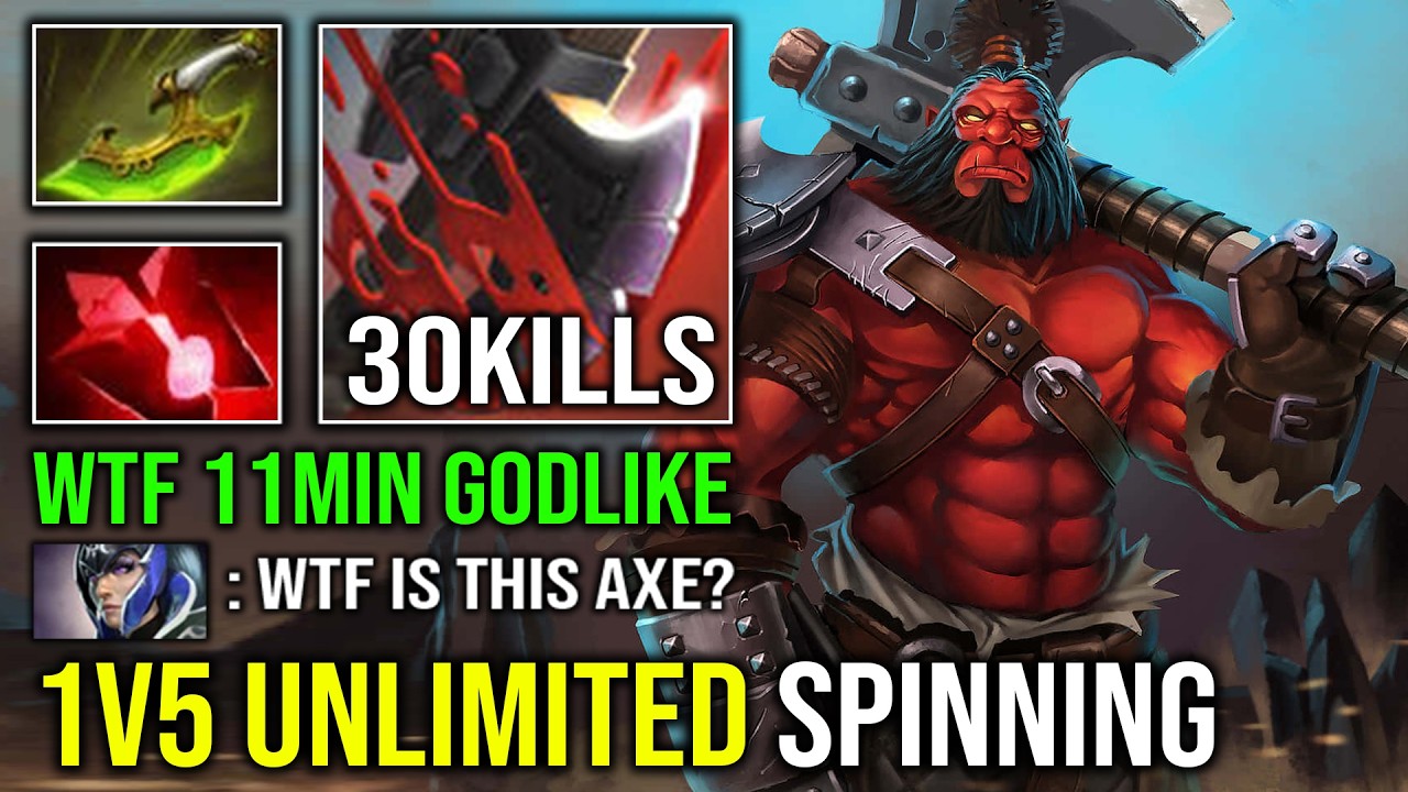 WTF 11MIN GODLIKE Unlimited Helix Spinning Swift Blink + Bloodstone Offlane Carry Axe Dota 2