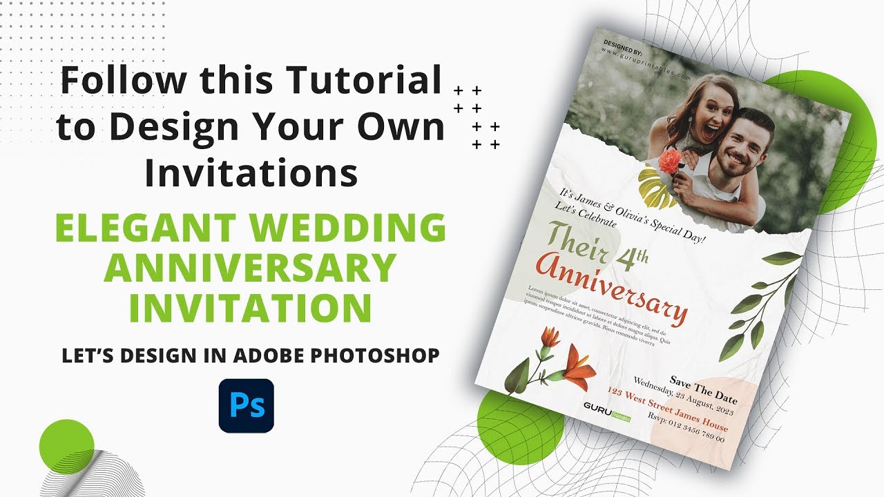 Elegant Wedding Anniversary Invitation Template in Adobe Photoshop