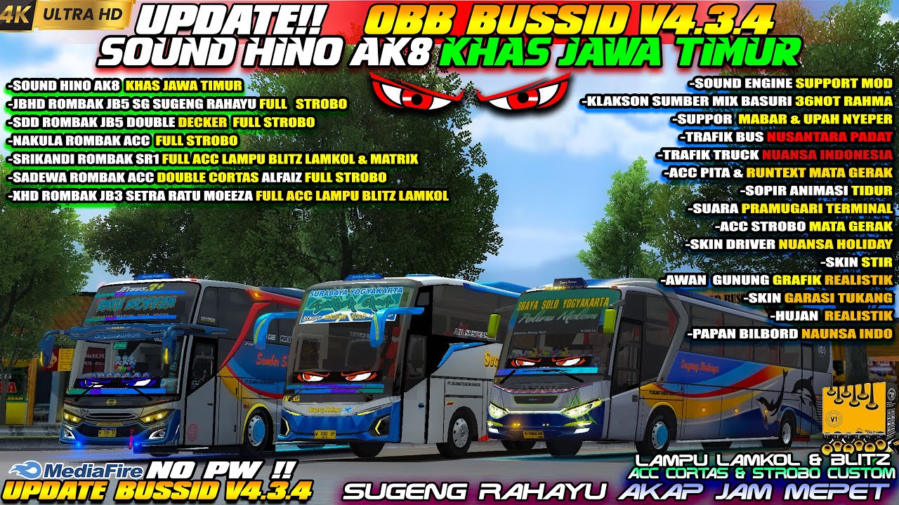UPDATE BUSSID V4.3.4 !! OBB BUSSID V4.3.4 TERBARU SOUND HINO AK8 KHAS JATIM GRAFIK ETS2 SUPER HD 4K