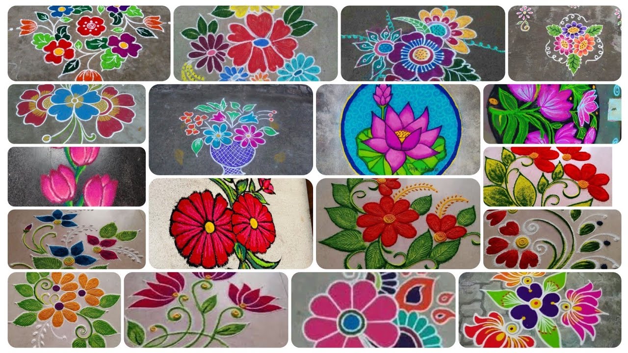 Simple & Colorful Rangoli Designs for Festivals#muggulu #rangoli #kolam#newrangoli #mugglu#fyp#viral