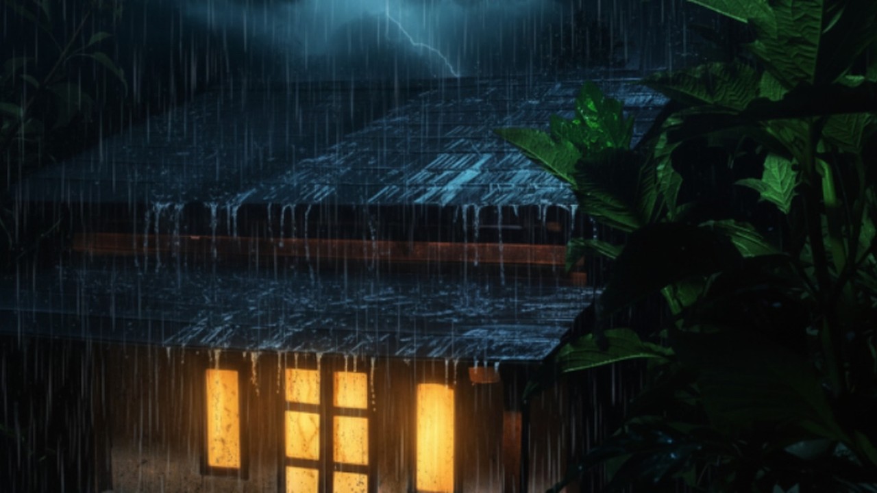 Relaxing Rain on Tin Roof 🌙 Natural Sleep Sounds (1H)