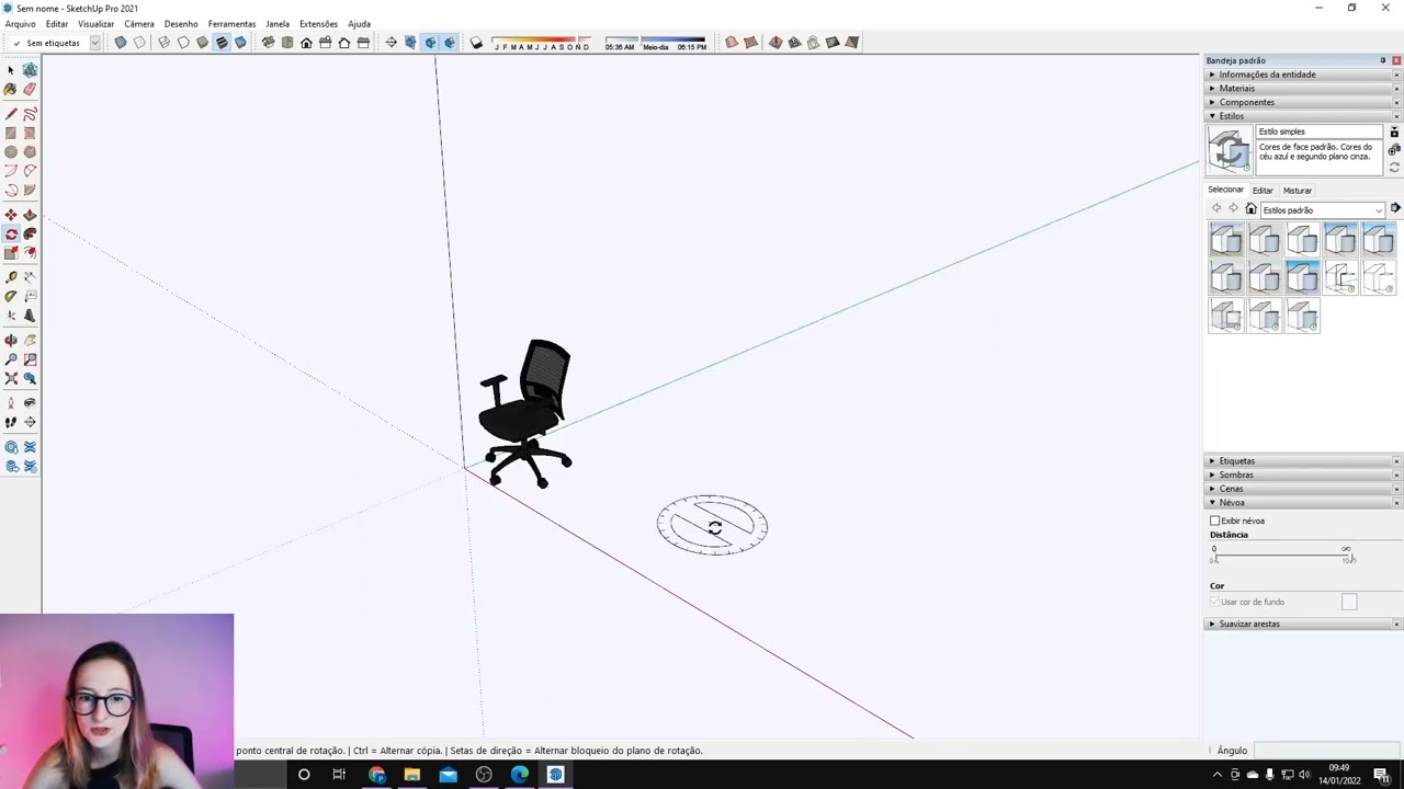 Curso de SketchUp 2022 - Aula 06/23 - Eixos