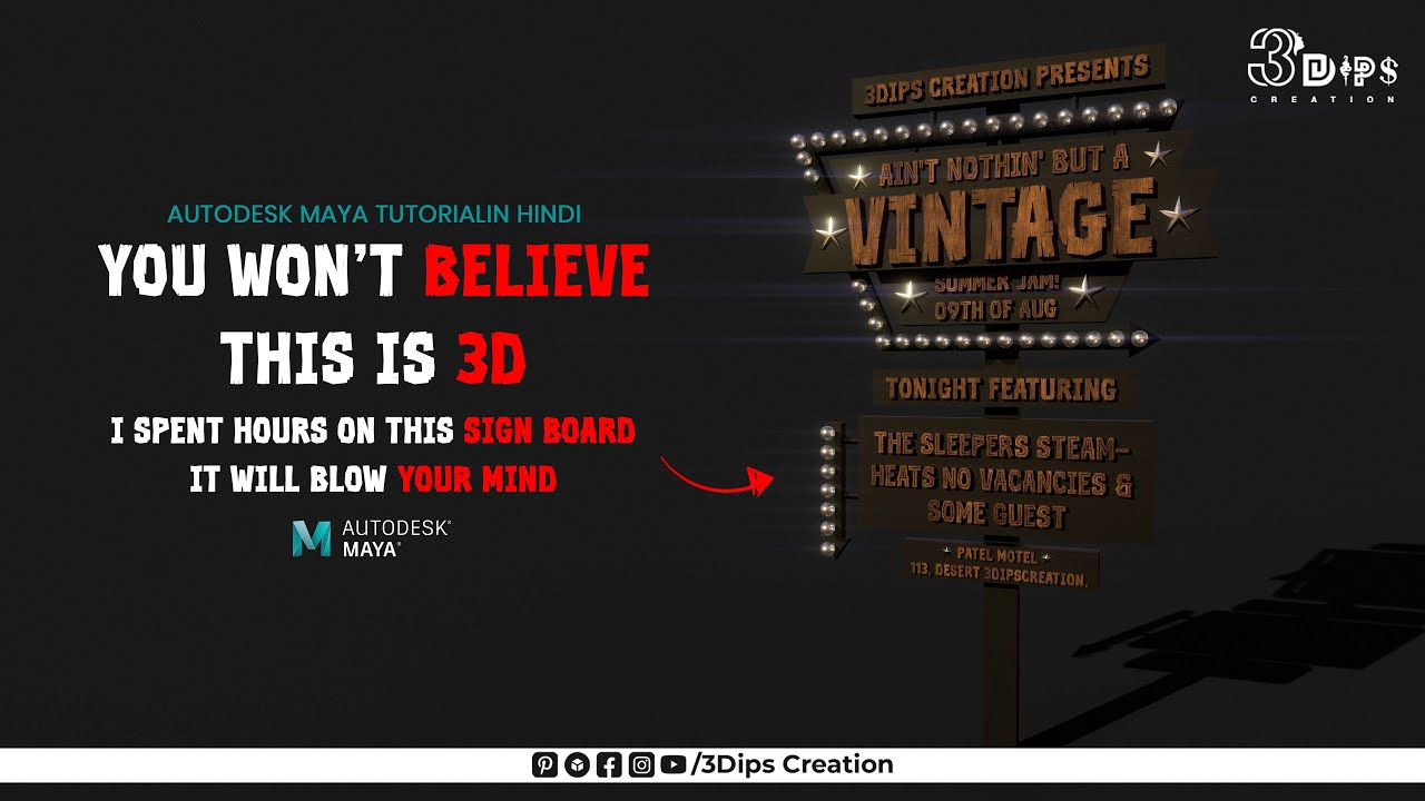 Vintage Retro Sign Board in Maya ⚡ | Hindi | Diner Series Final Part | You won't believe this is 3d