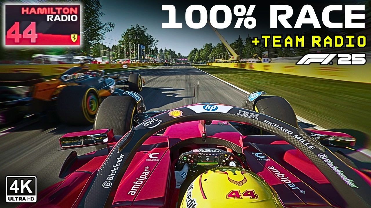 Lewis Hamilton Amazing 100% Race Gameplay with Realistic Team Radio - Italian GP 2025