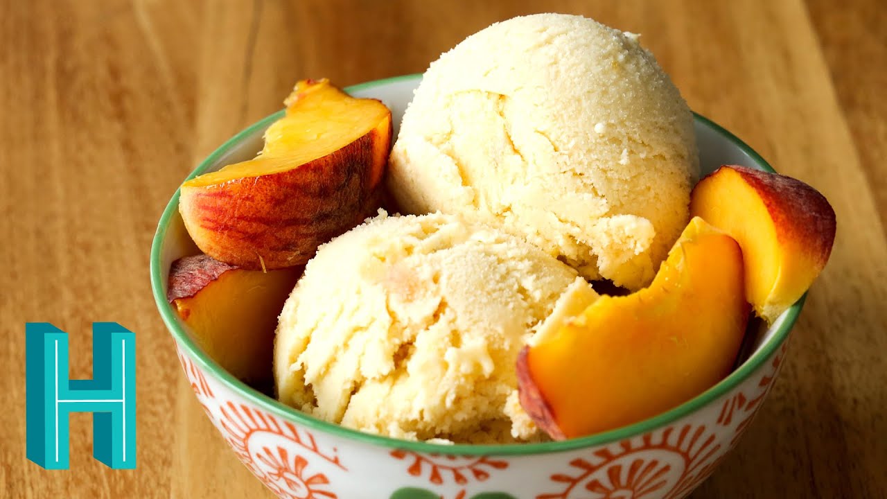 How to Make Peach Ice Cream | Homemade Peach Ice Cream | Hilah Cooking