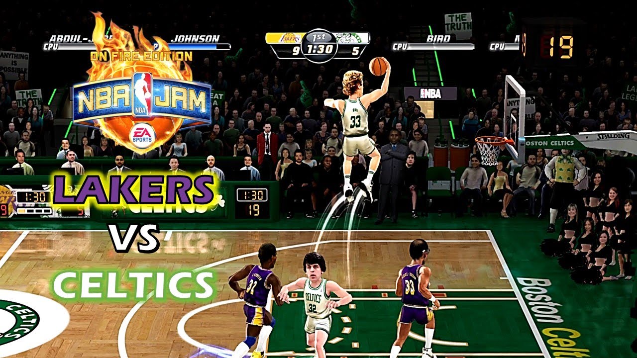 NBA Jam: Legends on Fire Edition | Lakers — Мэджик, Карим против Celtics — Бёрд, Макхейл