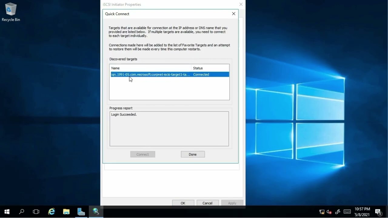 Configuring an iSCSI Target on a SAN (Storage Area Network)-Demo