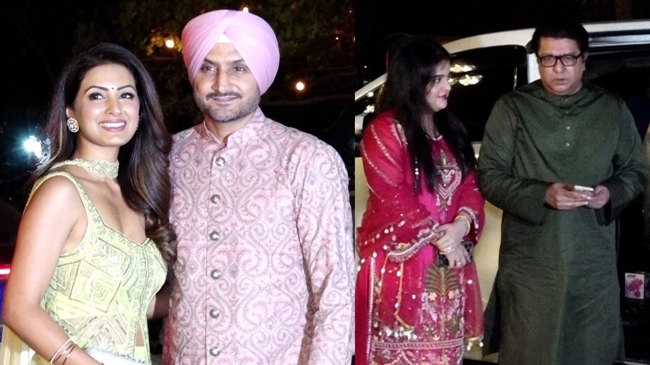 Harbhajan Singh With Wife Geeta Basra, Raj Thackeray With Family At Arjun Tendulkar Sangeet Ceremony