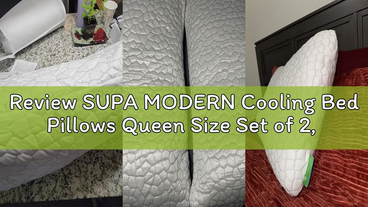 Review SUPA MODERN Cooling Bed Pillows Queen Size Set of 2, Shredded Memory Foam Pillows for Sleepin