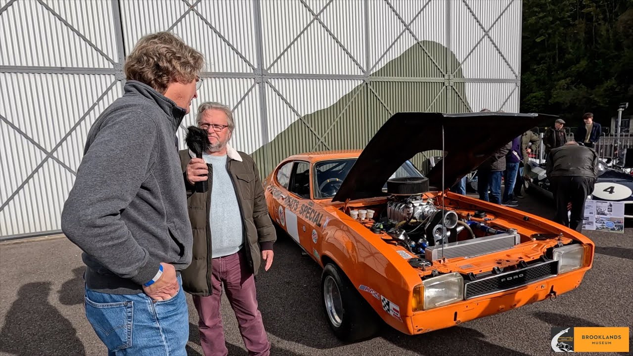 Brooklands Autumn Motorsport Day 2024. Nigel and his Ford Capri 5.7 litre V8
