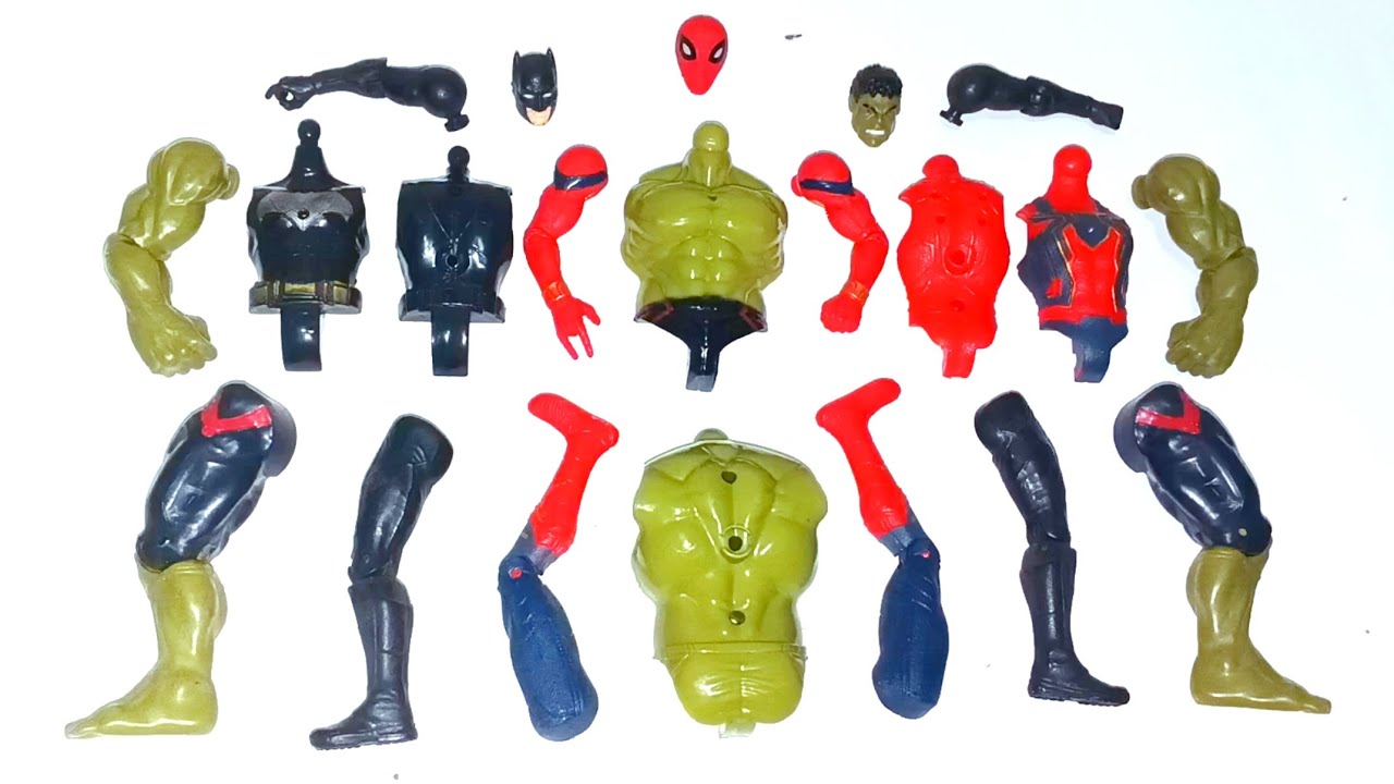 AVENGERS ASSEMBLE TOYS, Bat-man vs Hulk smash vs Red-spiderman 