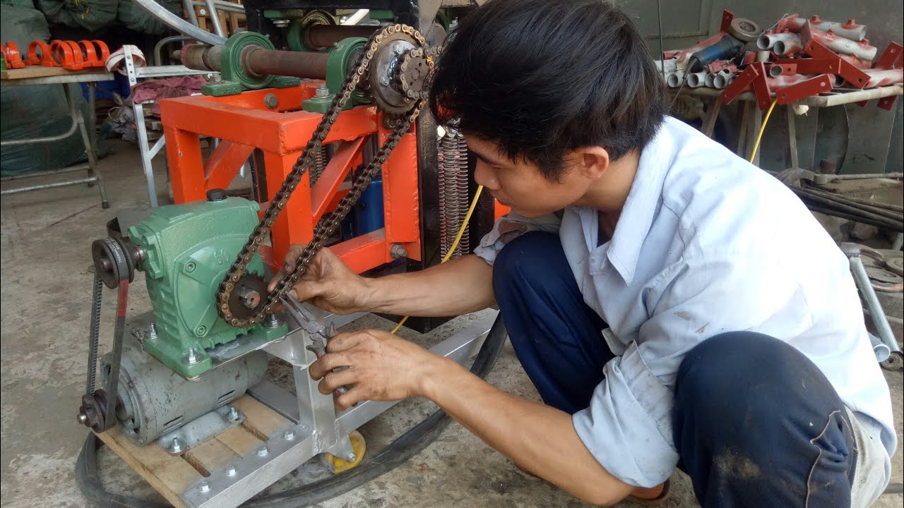 Quá trình chế motor, giảm tốc cho máy uốn sắt 3 trục