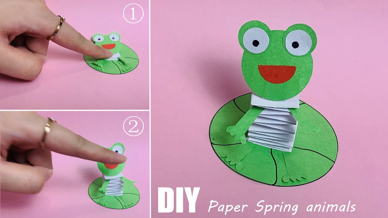 DIY Paper Slinky Frog | How to Make a Paper Spring Frog | Origami Spring Into Action | Paper Crafts
