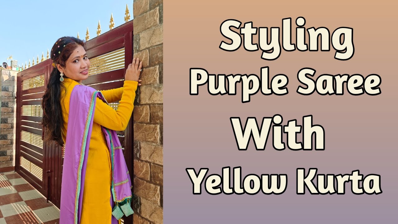 Styling purple saree with a yellow kurta(winter special)