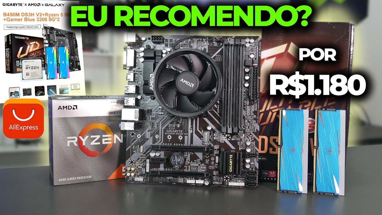 CHEGOU O KIT RYZEN DO ALIEXPRESS COM RYZEN 5 5600, 16GB E B450! COMPLETO POR R$1180, RECOMENDO?