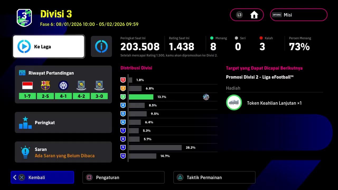 Push divisi akhir seasons Efootbaal