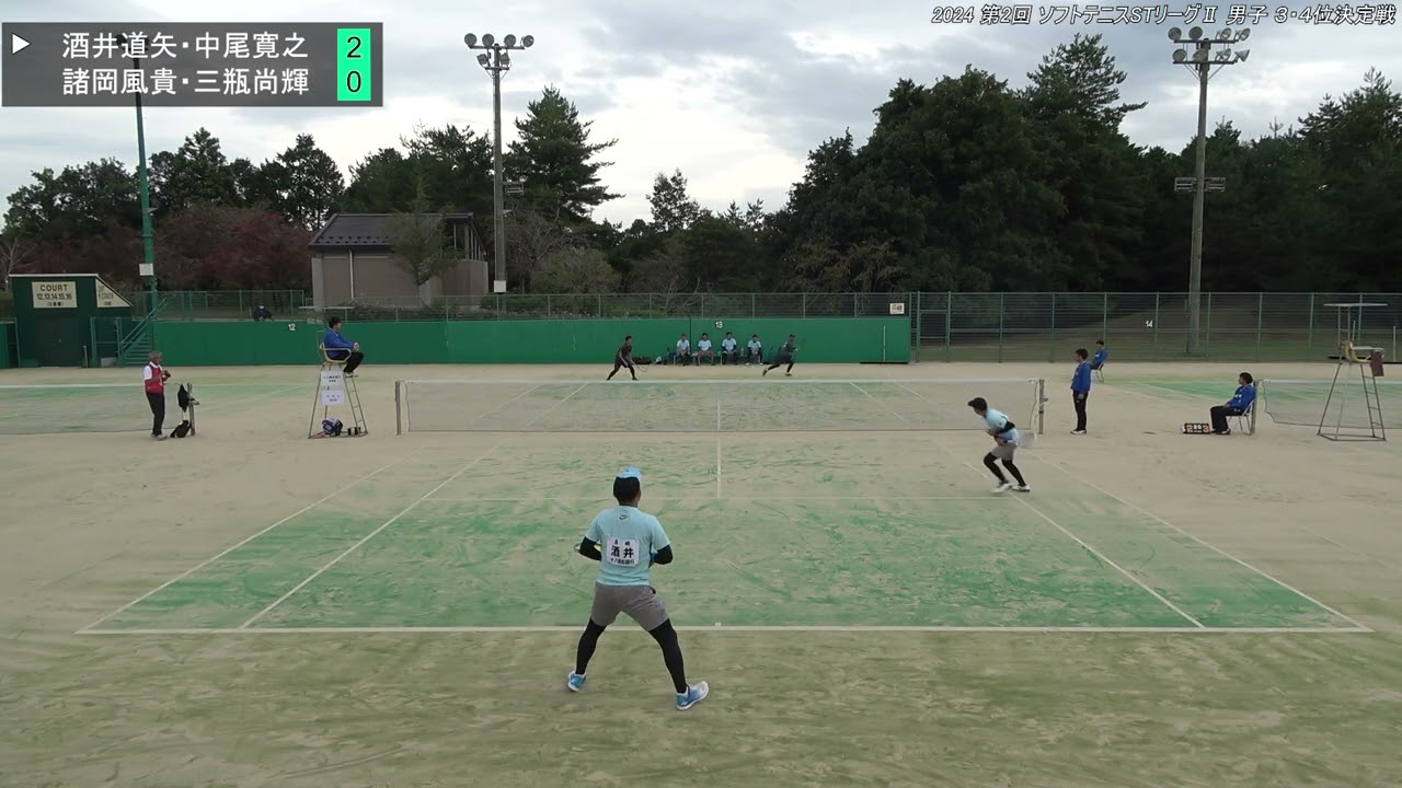 2024年 ソフトテニスSTリーグⅡ 男子 ３・４位決定戦 第3対戦 酒井道矢・中尾寛之(十八親和銀行) 対 諸岡風貴・三瓶尚輝(ベスト)