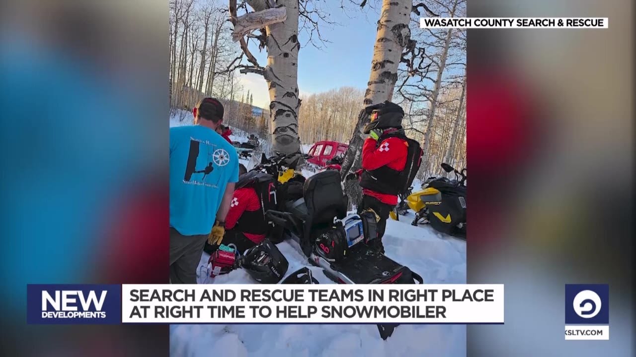 140 search and rescue team members training in an area where snowmobiler needed help
