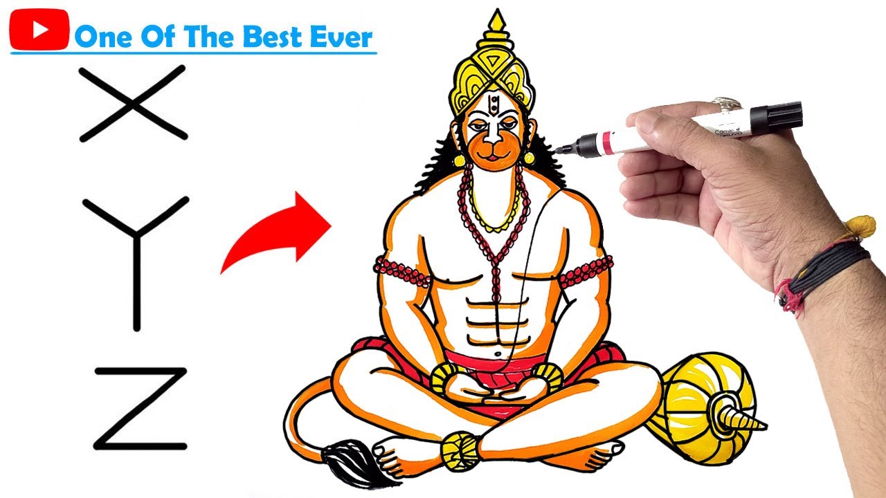 X Y Z से बजरंगबली हनुमान भगवान का ड्राइंग आसानीसे बनाना सिंखे   Lord Hanuman Full Drawing From X Y Z
