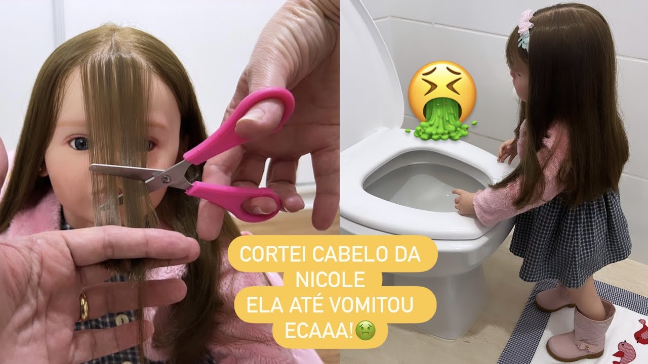 CORTEI CABELO DA NICOLE E ELA VOMITOU 🤮😱- I cut her hair and she got sick