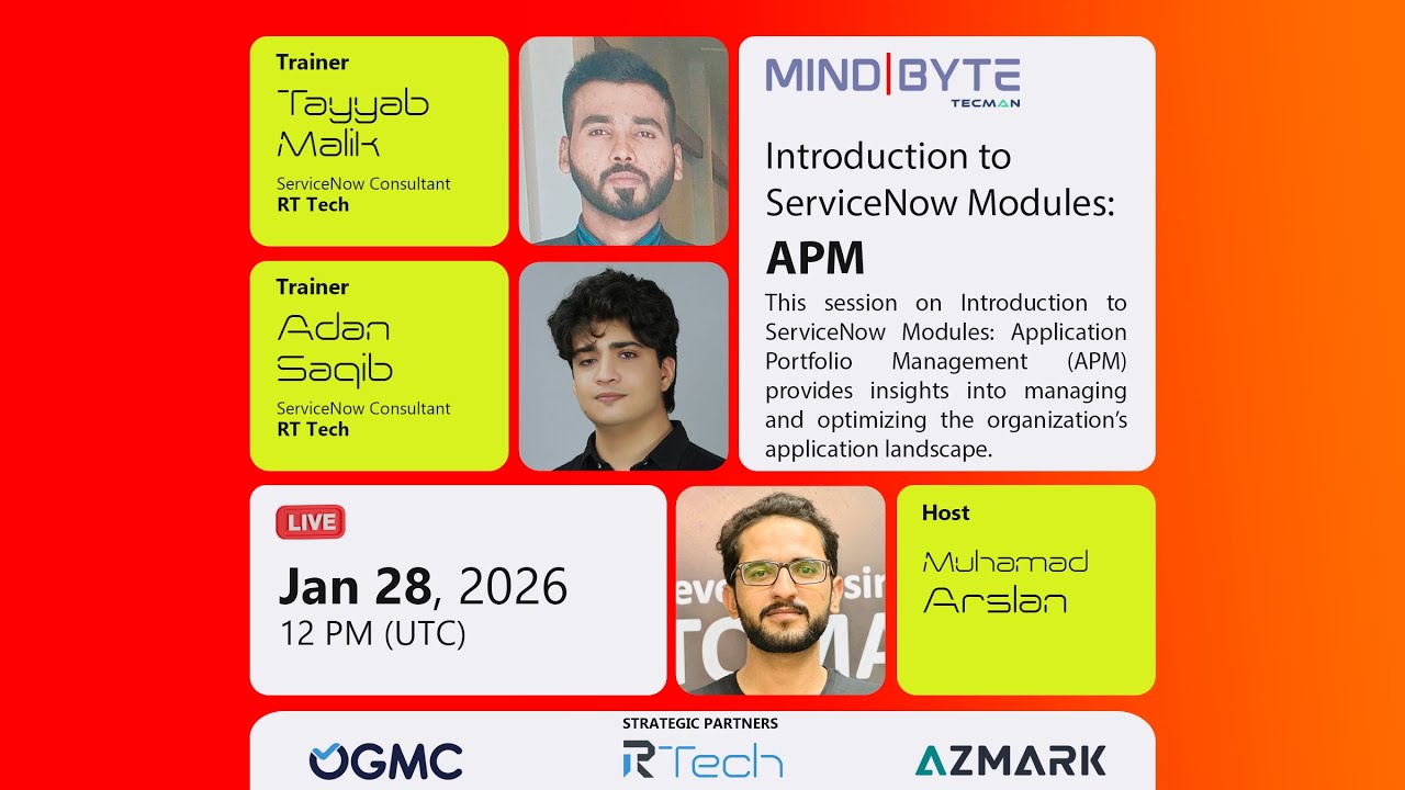 Introduction to ServiceNow Modules: APM | with Tayyab Malik & Adan Saqib | Mind Byte