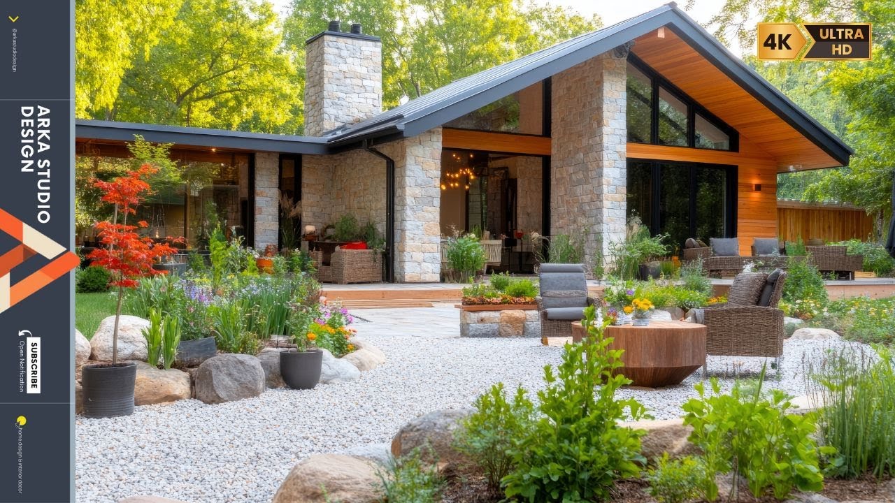 Embrace Nature’s Beauty with a Timeless Stone House Surrounded by a Tranquil Gravel Garden