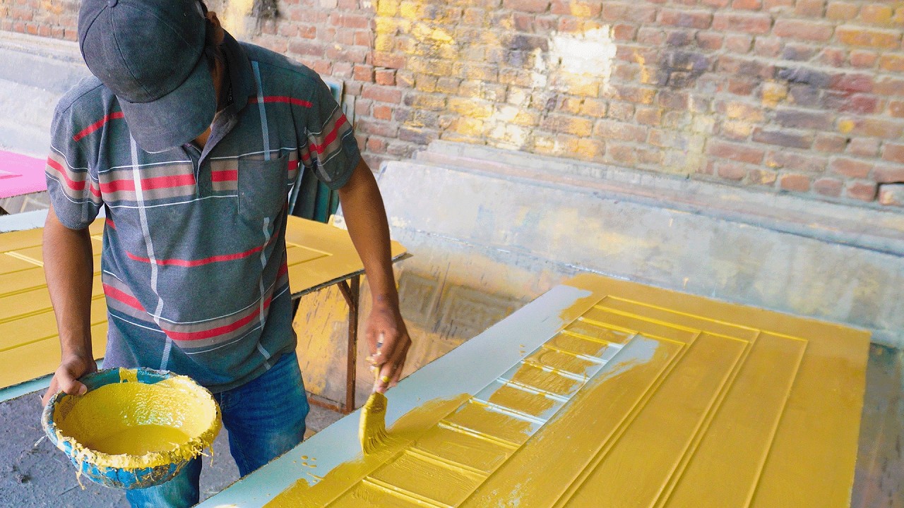 Skilled Young Boys Making Fiberglass Doors | PVC Doors Making