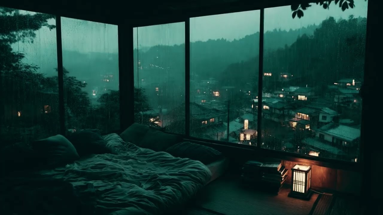 Dark Room Rain Ambience | 1 Hour ASMR Window Rain for Focus & Study