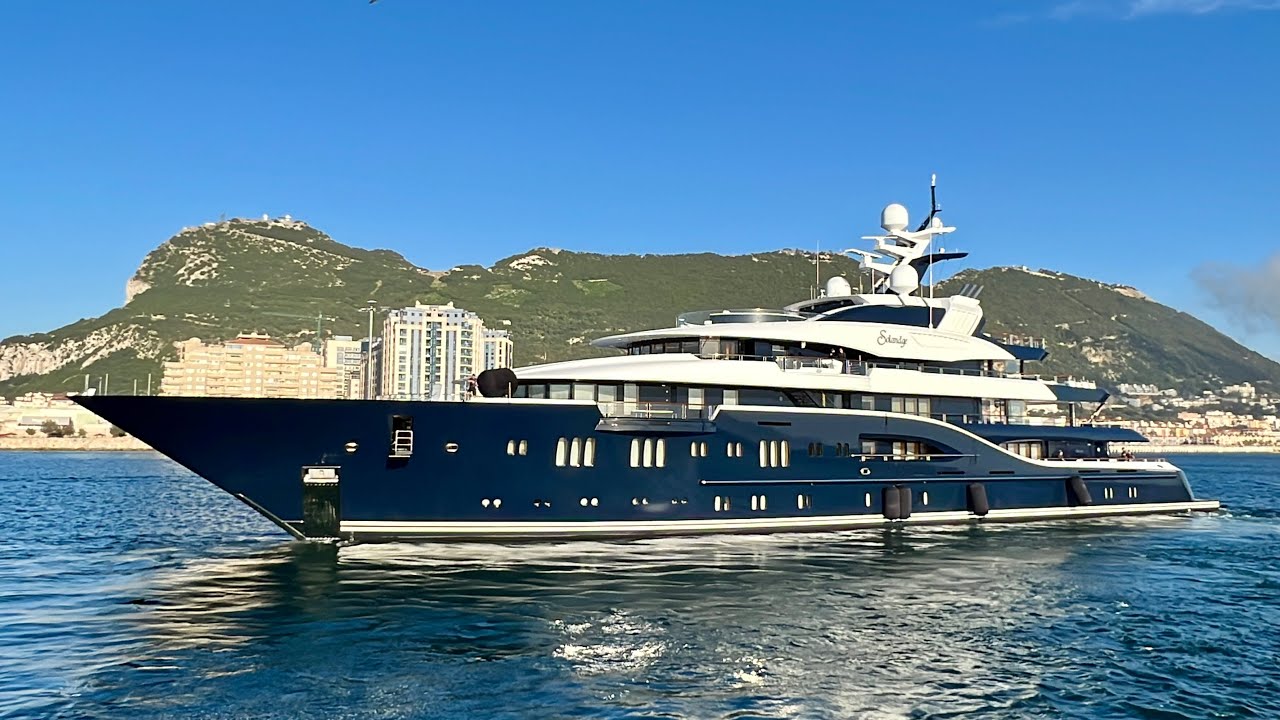 SOLANDGE, 85m Lurssen Built Superyacht Departing Gibraltar 4K